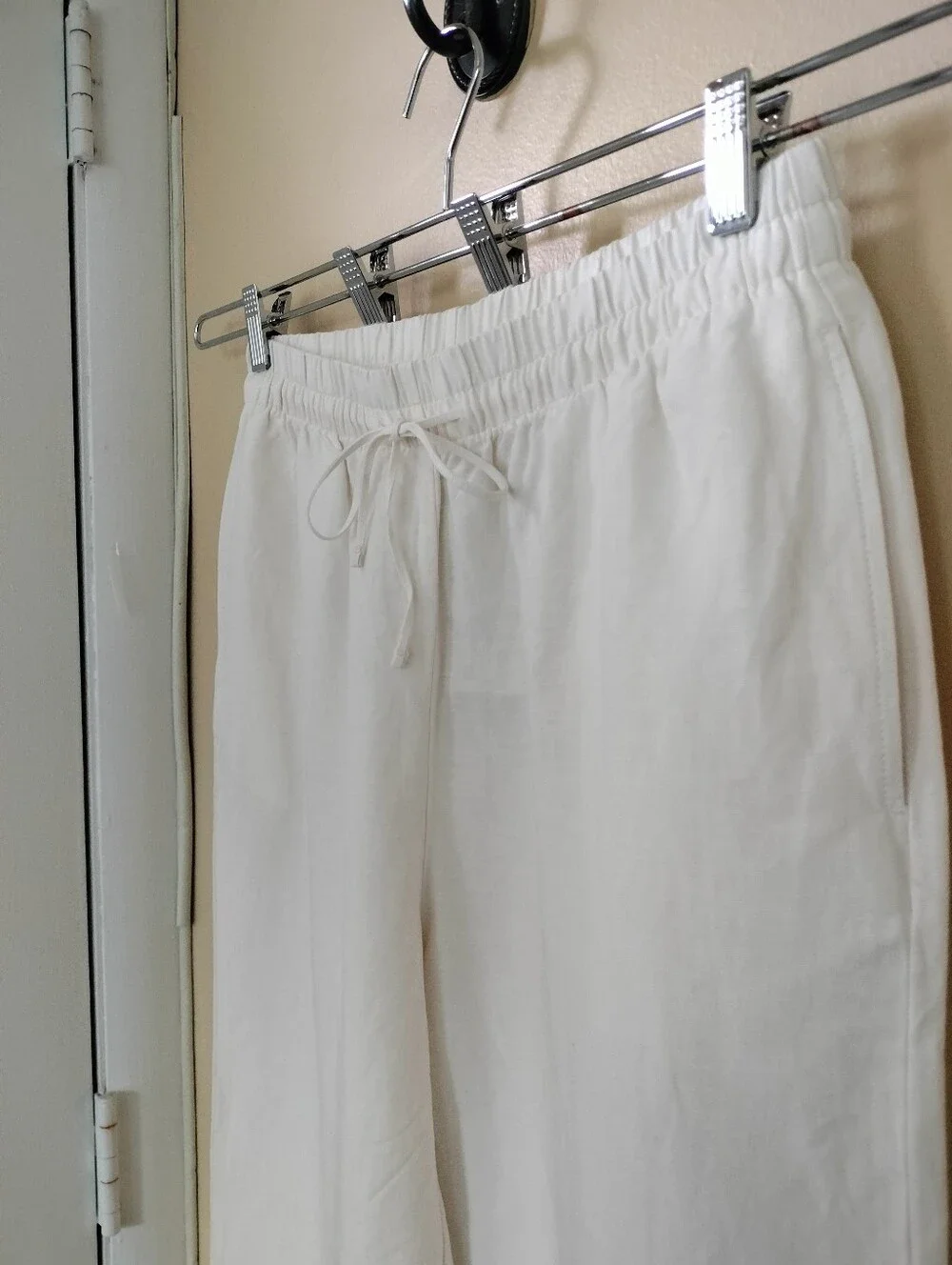 H&M Ivory Linen Blend NWT Wide Leg Pull On Pants M Vacation Minimalist Chic